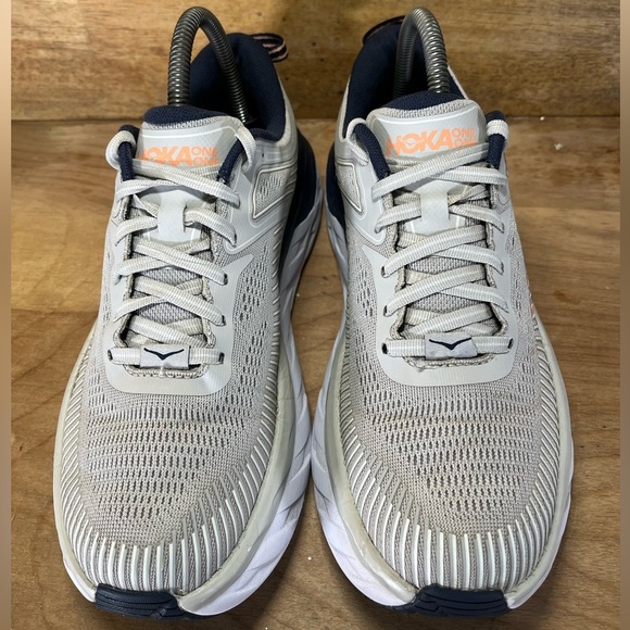 Hoka One One Bondi 7 CUSHIONED Womens Size 7.5 Running Shoes Sneakers Gray Blue - Picture 3 of 12